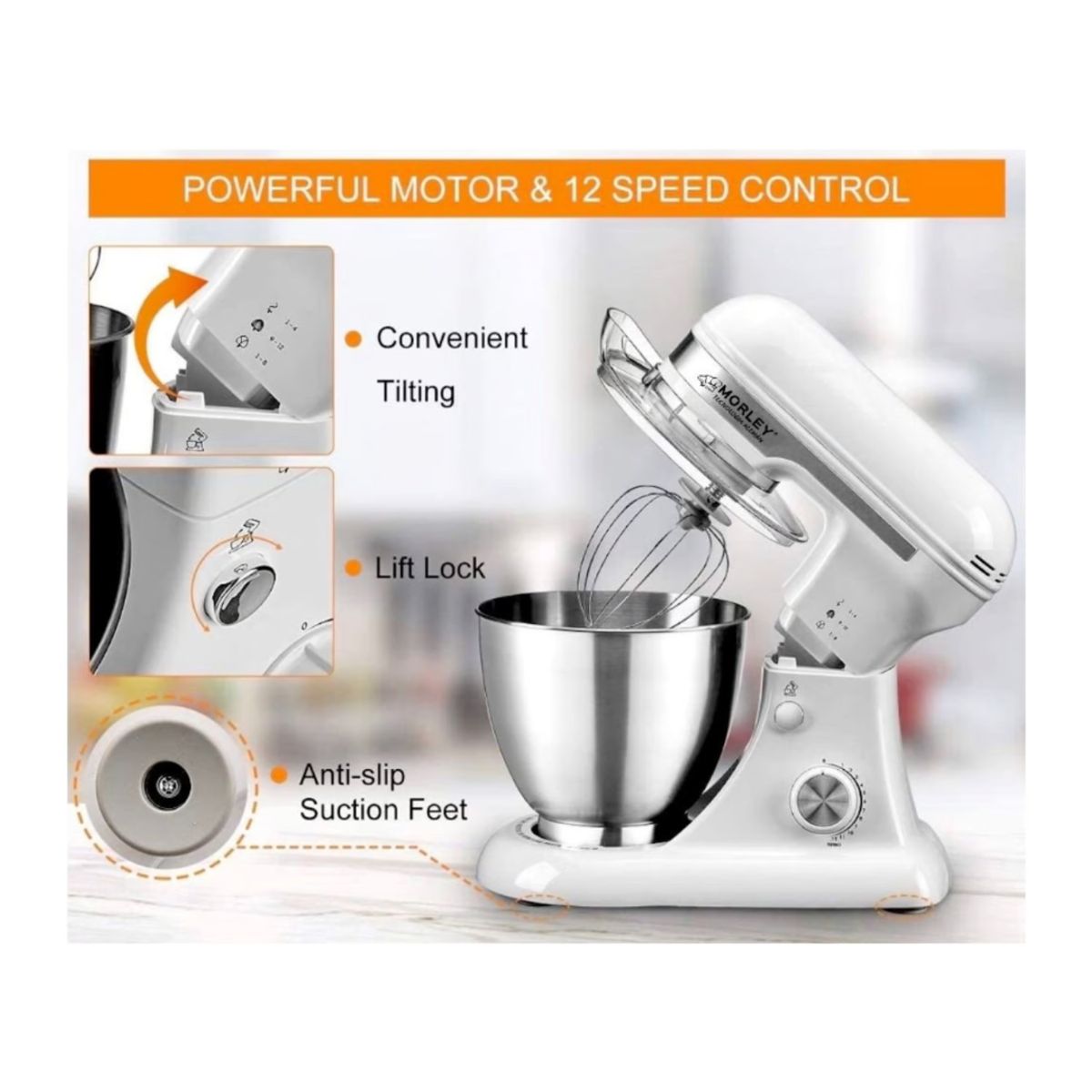 MORLEY - Batidora Planetaria Morley 2500W Blanca