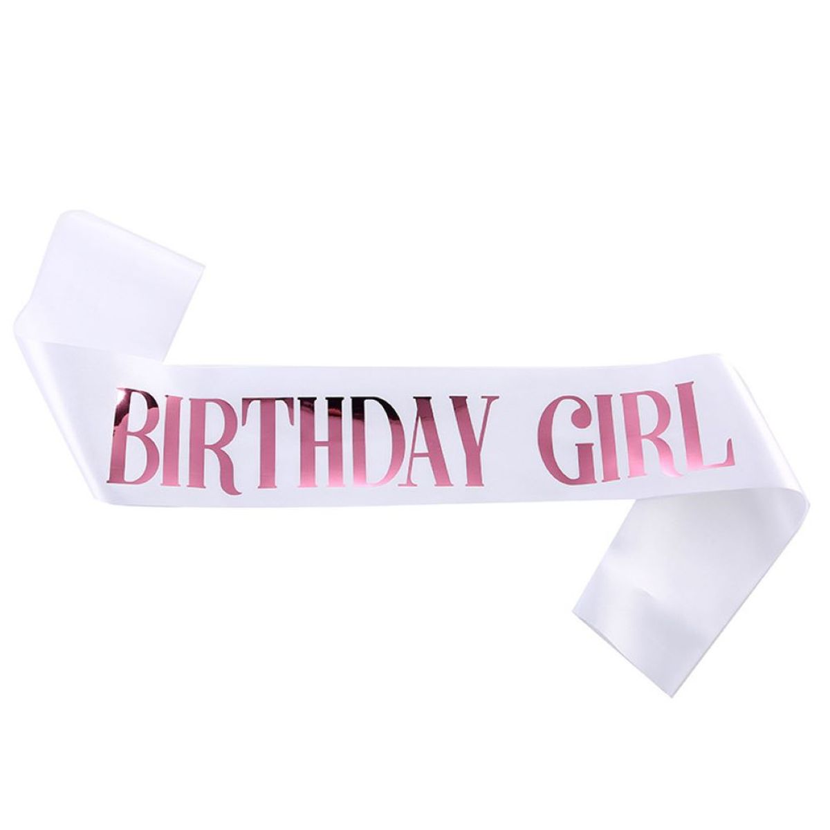 GENERICO - Banda cumpleaños Birthday Girl blanco con rosado