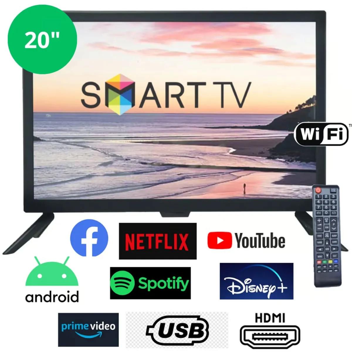 GENERICO - Televisor Smart LED 20 Pulgadas con ANDROID12 YUNTEL