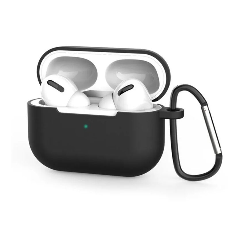 GENERICO - Silicone Case Con Gancho Para Airpods Pro 1 Y 2 - NEGRO