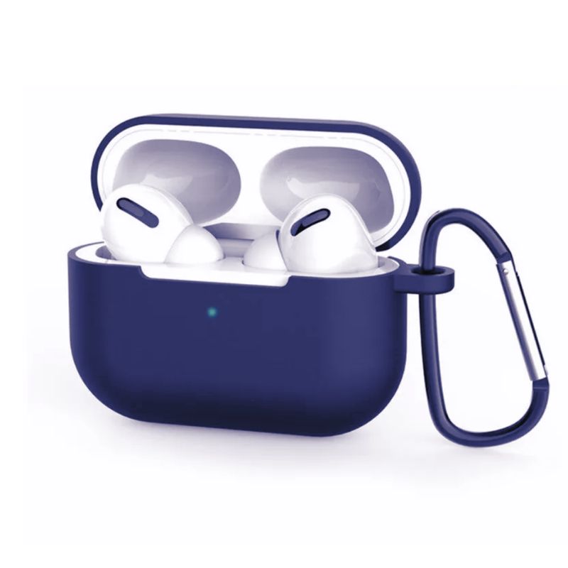 GENERICO - Silicone Case Con Gancho Para Airpods Pro 1 Y 2 - AZUL OSCURO