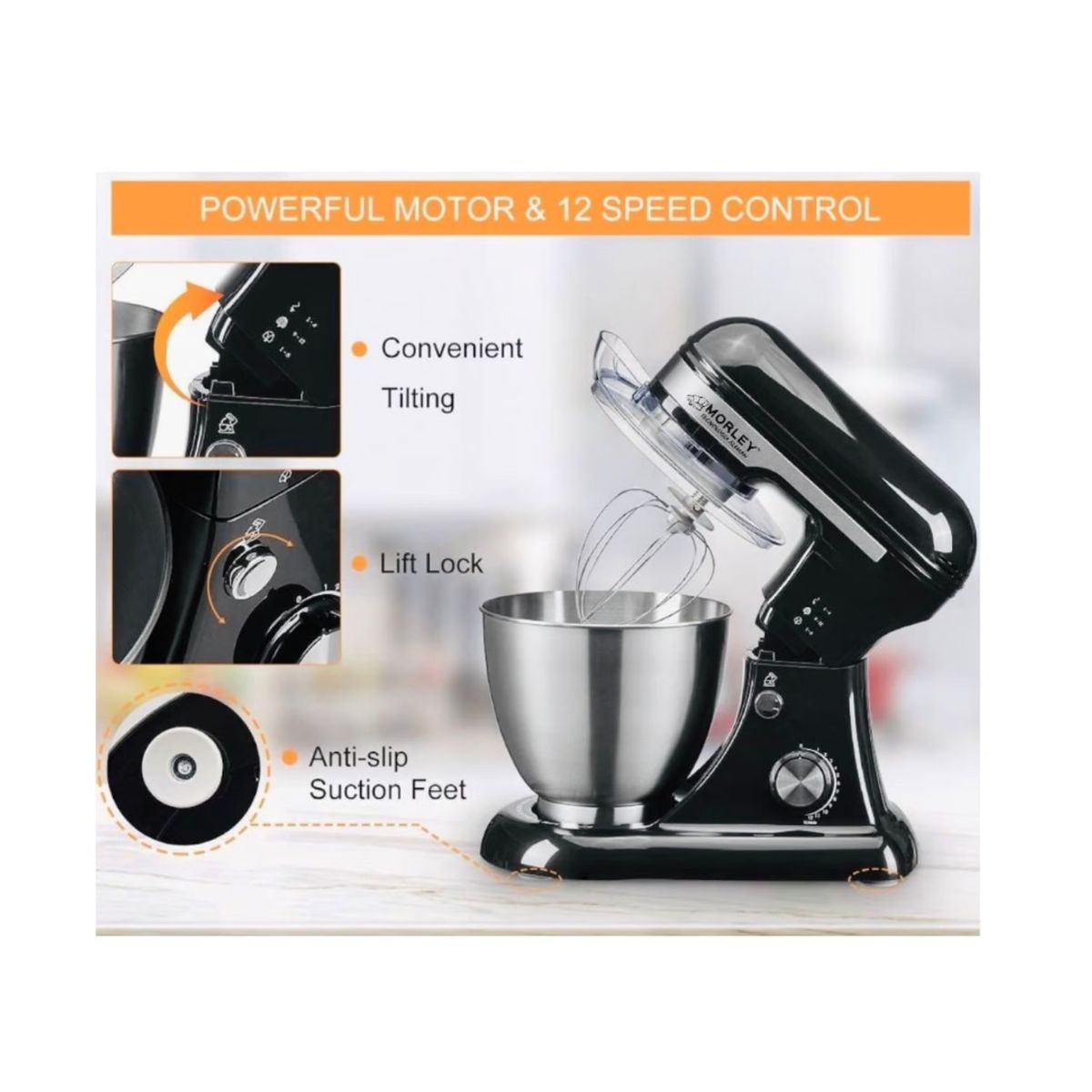 MORLEY - Batidora Planetaria Morley 2500W Negra