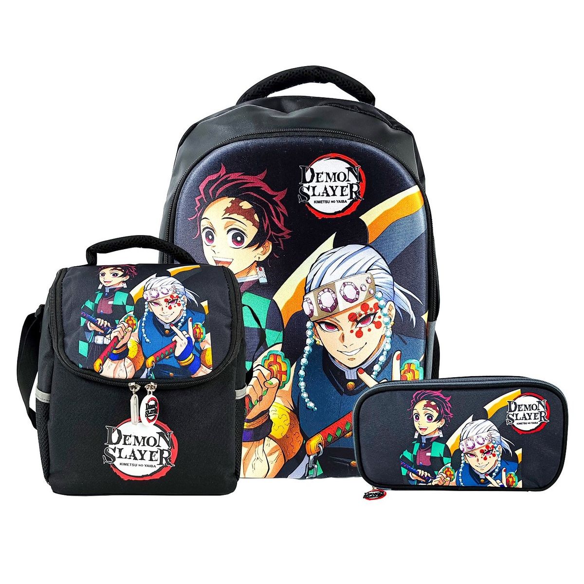 SCOOL - Set DEMON SLAYER Mochila-Lonchera-Cartuchera marca Scool.-