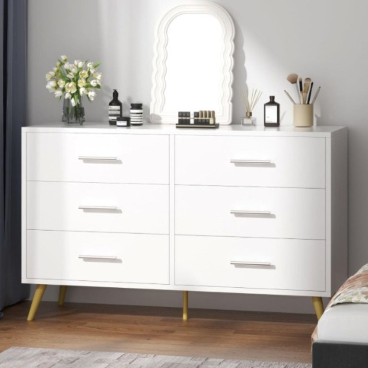 NACION MUEBLES - CÓMODA 6 CAJONES BLANCA NM