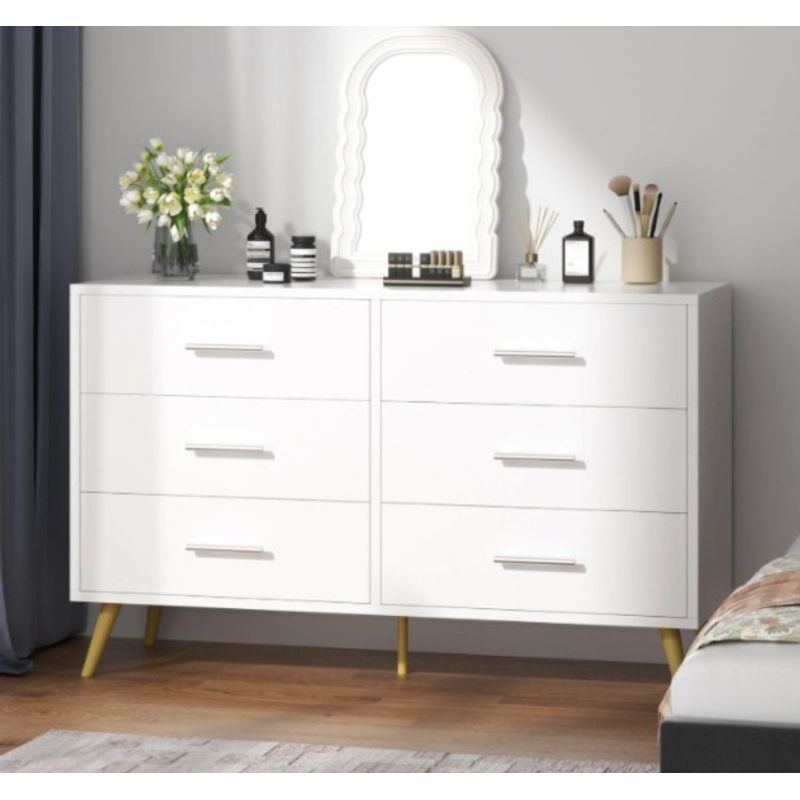 NACION MUEBLES - CÓMODA 6 CAJONES BLANCA NM