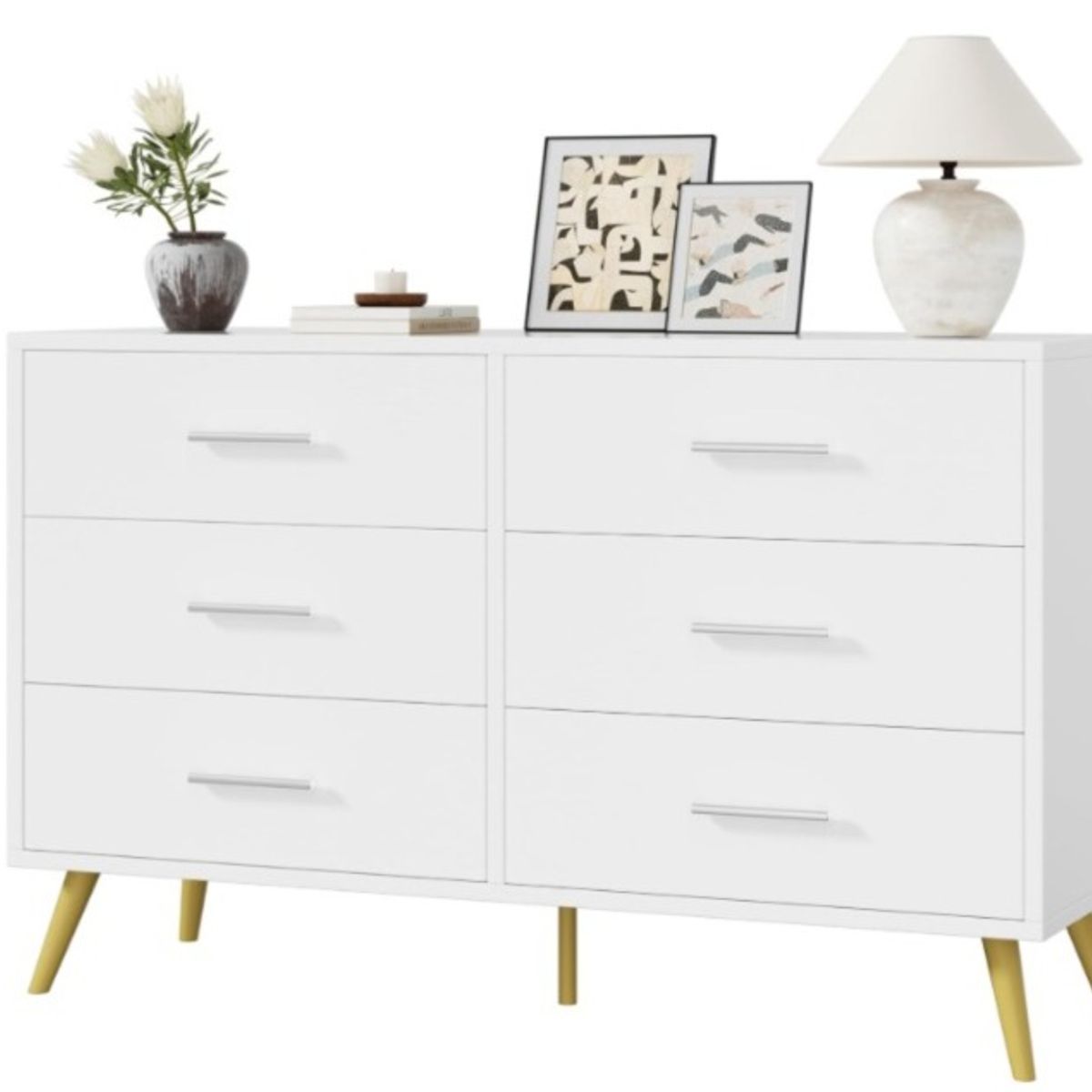 NACION MUEBLES - CÓMODA 6 CAJONES BLANCA NM