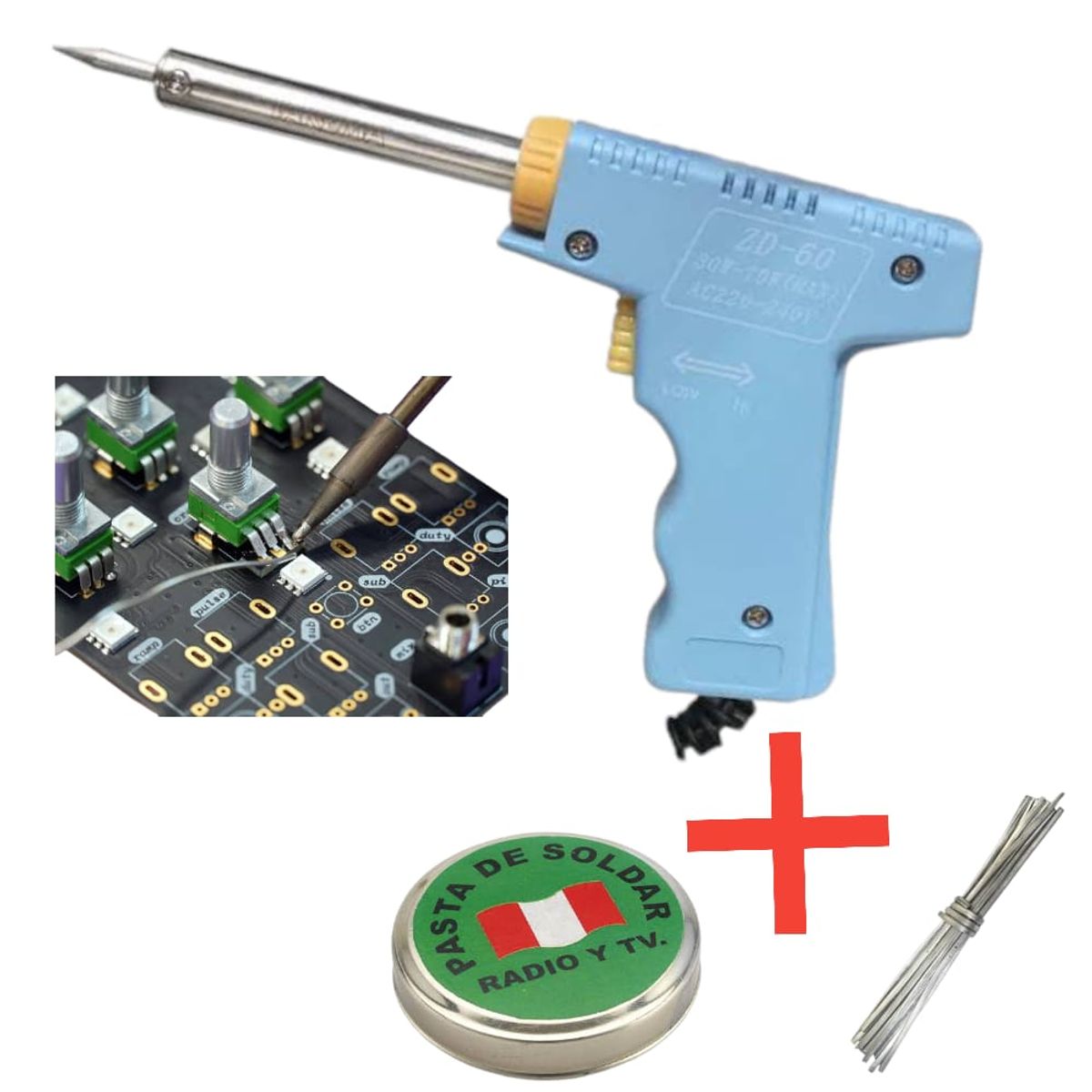 OEM - Cautin Estaño 2m Pasta Flux Tipo Pistola Soldador