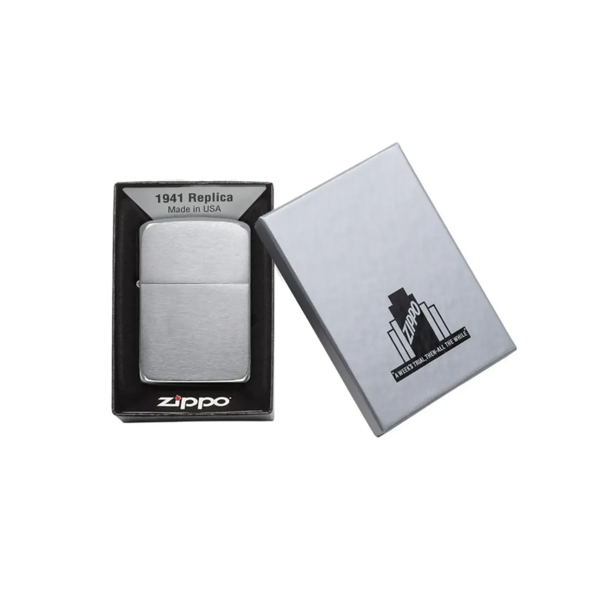 ZIPPO - Encendedor ZIPPO Brushed Chrome 1941 Replica