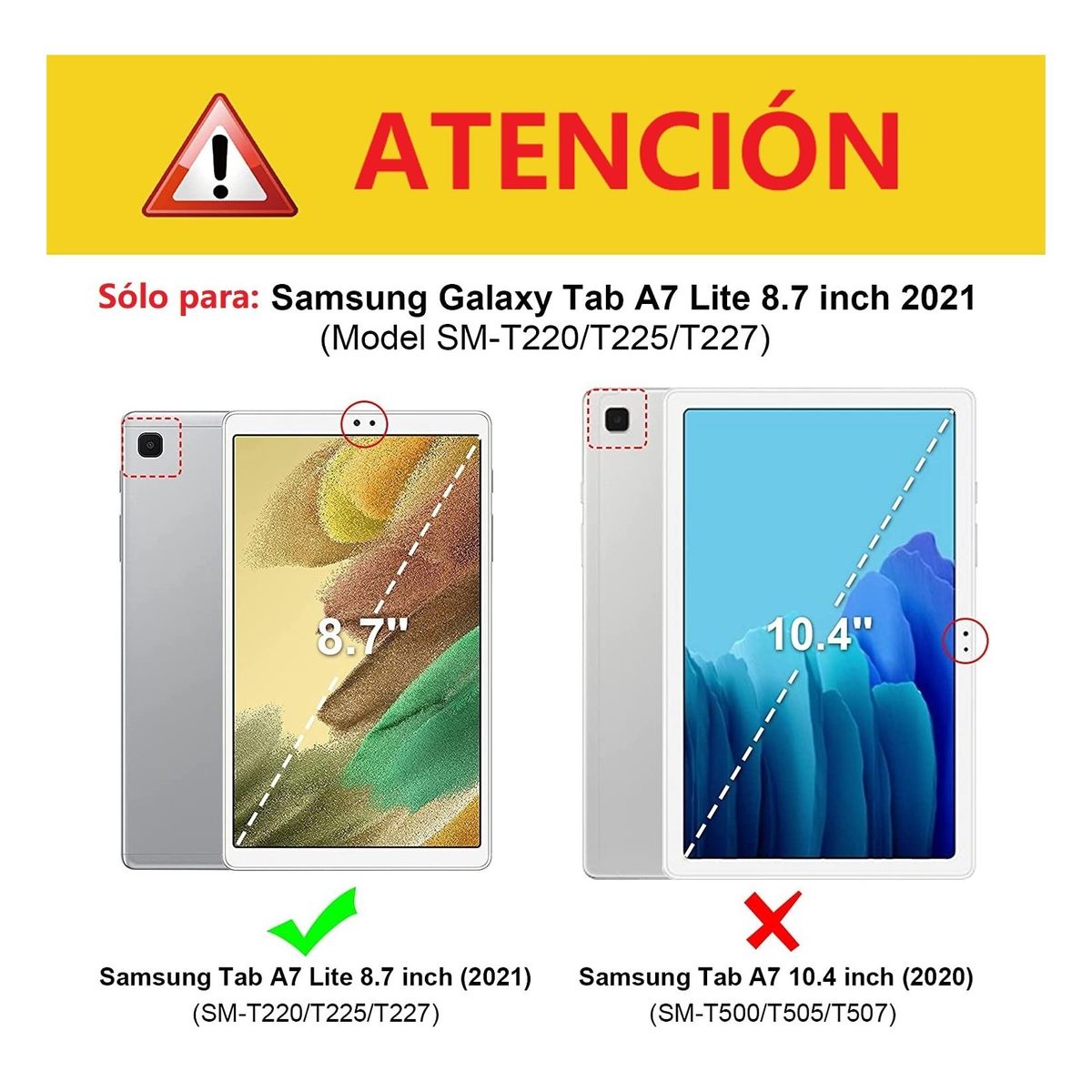 Funda + Mica Vidrio + Lapiz para Samsung Tab A7 Lite 8.7 2021 SM-T220, marca GENERICO - Foto 2