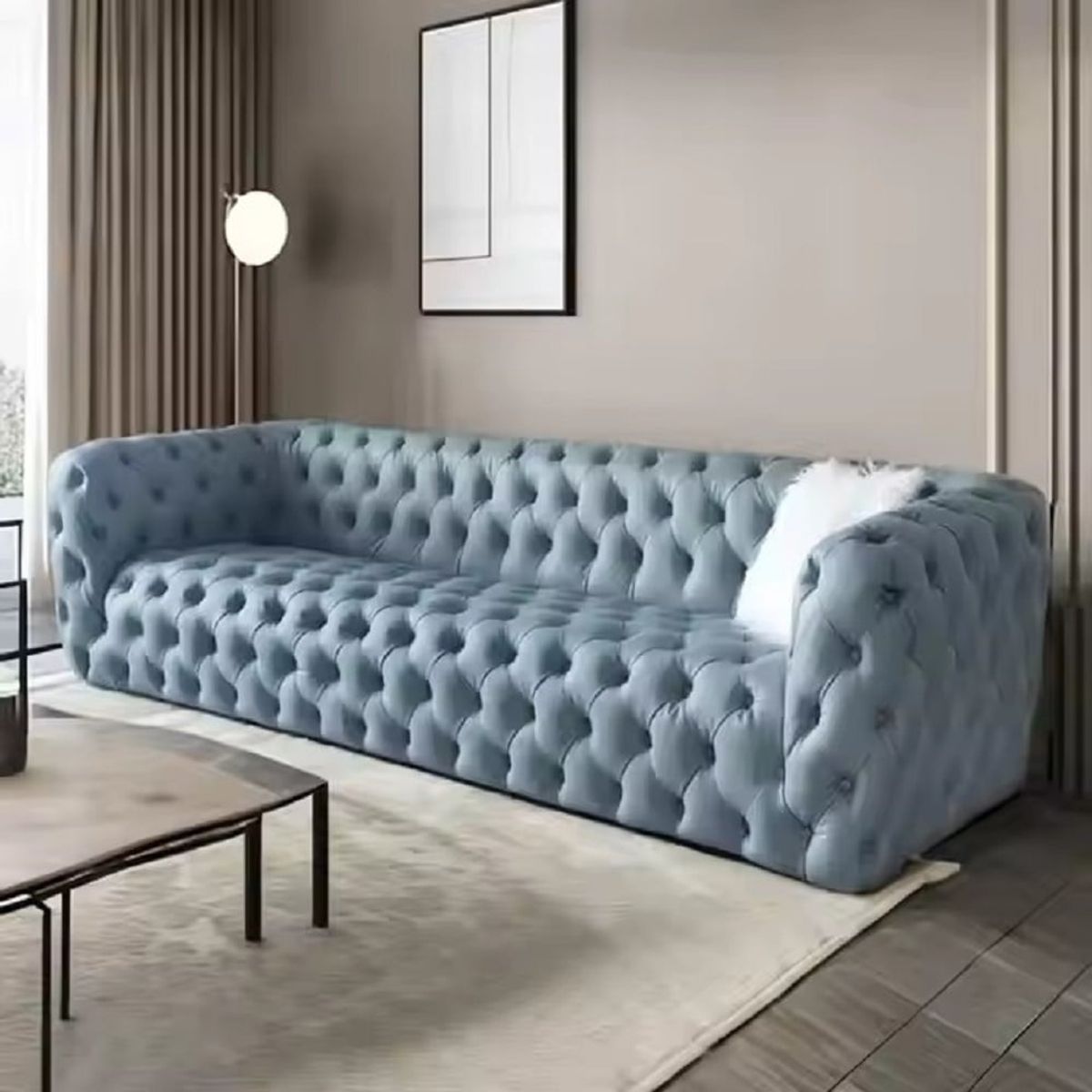 DMUEBLES - DM SOFÁ CHESTERFIELD DELUXE - CELESTE CLARO