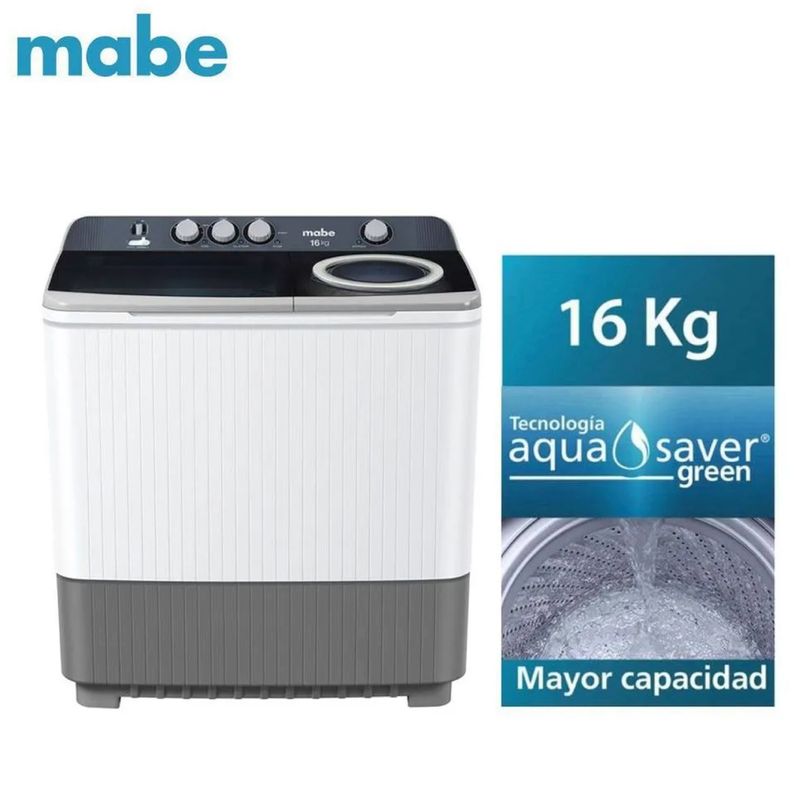 MABE - Lavadora Mabe Semiautomatica 16 Kg Blanco - LMD6124PBBB0