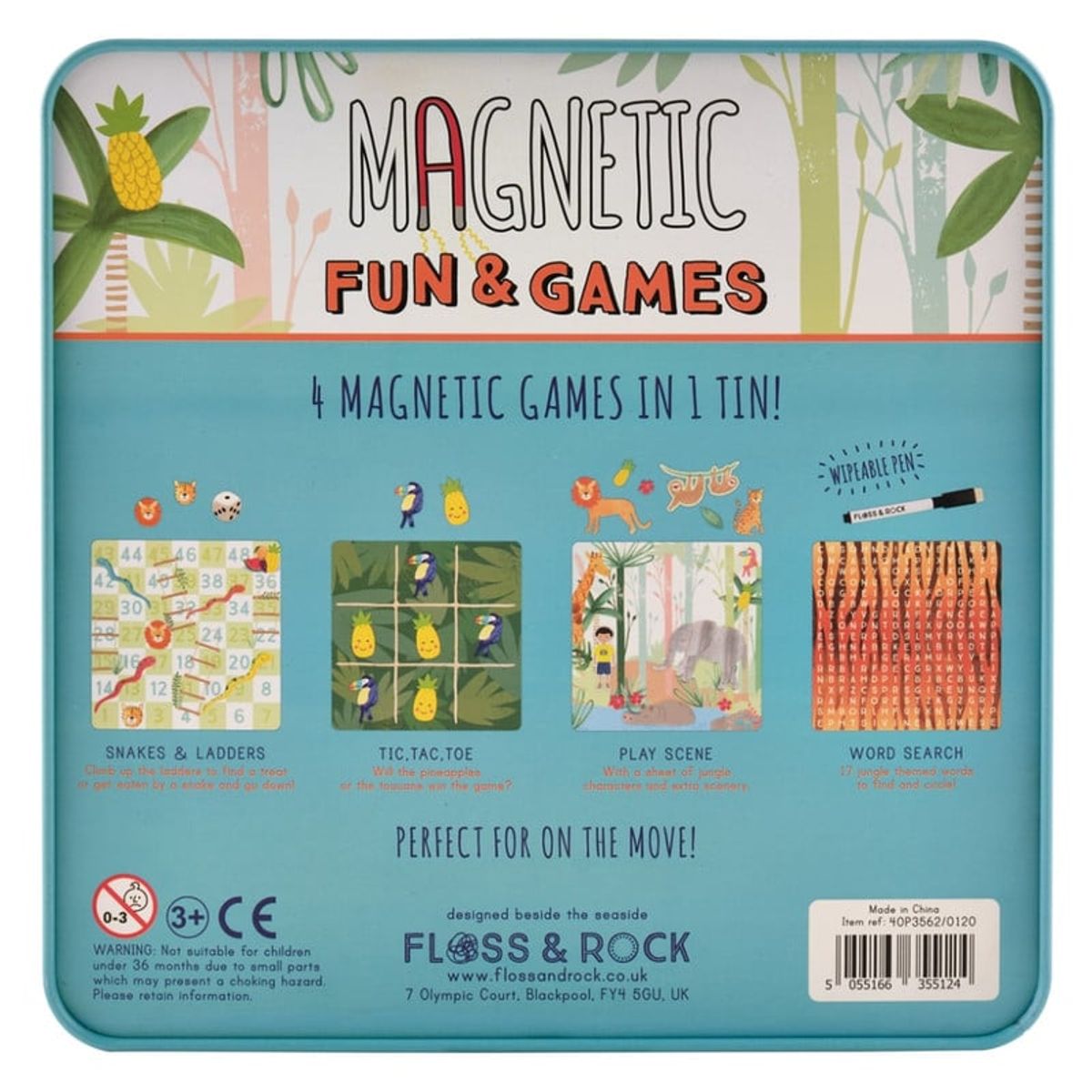 FLOSS & ROCK - Set de 4 Juegos de mesa magnéticos Floss & Rock Jungla