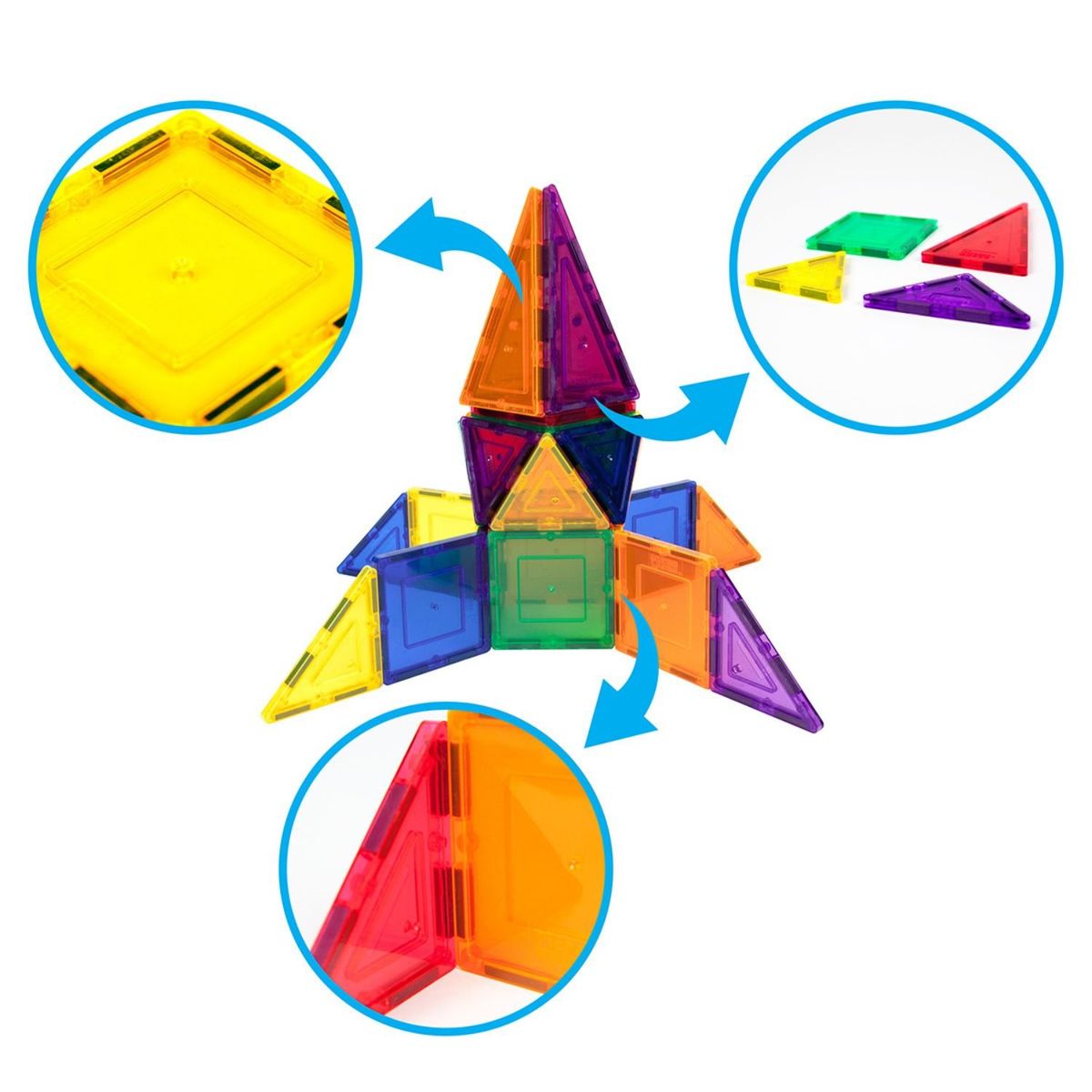 PICASSO TILES - Juego de Bloques Magnéticos que brillan en la oscuridad de 60 piezas