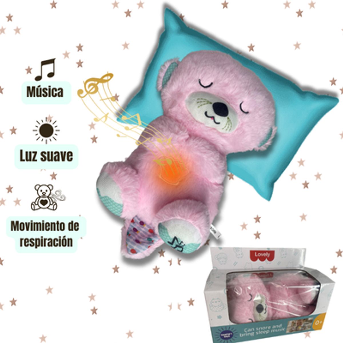 GENERICO - Peluche Nutria Original Que Respira Musical Con Luz-ROSADO