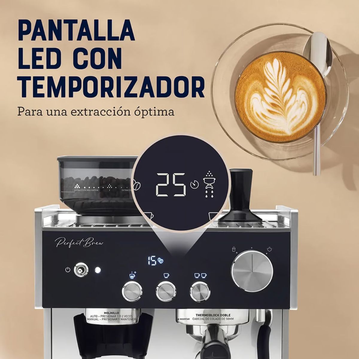 OSTER - Cafetera Barista Oster con Bomba Italiana Espresso Perfect Brew Máxima