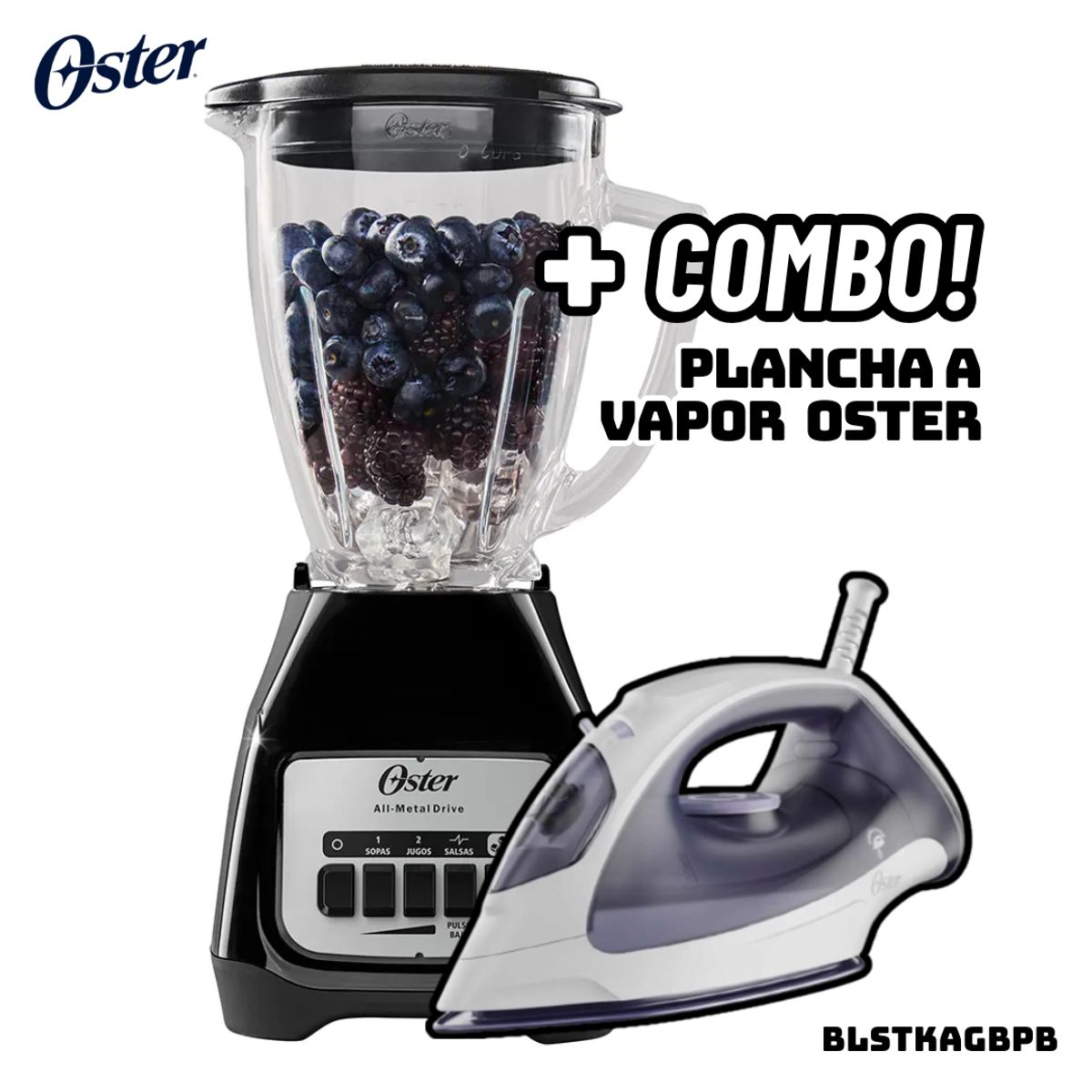 OSTER - LICUADORA OSTER 2 VELOCIDADES 800W NEGRA - BLSTKAGBPB + PLANCHA OSTER