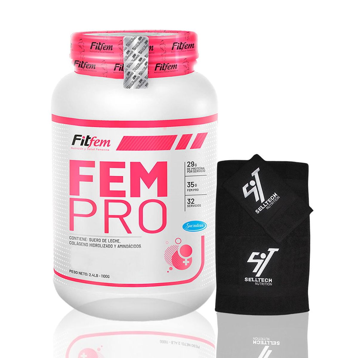 FITFEM - Proteína Fem Pro 1100gr Chocolate + Toalla