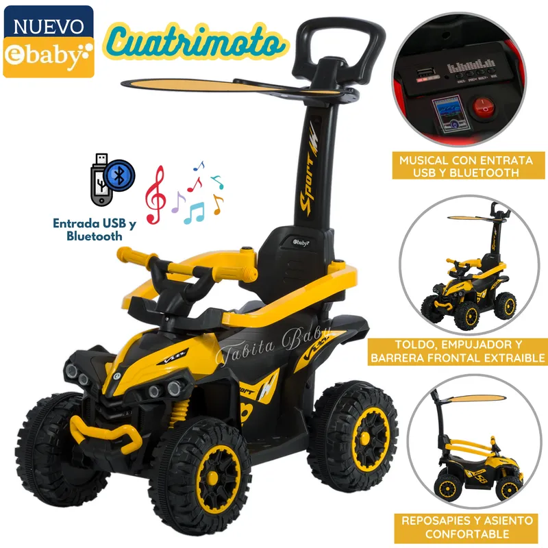 EBABY - Cuatrimoto Musical con Luces y Sombrilla AMARILLO 357