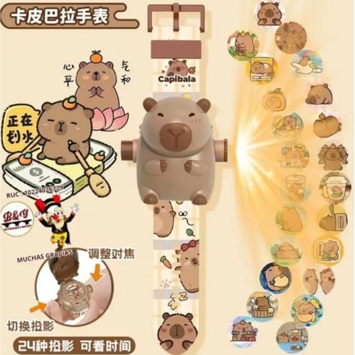 GENERICO - Reloj Proyector Capibara  para niños y niñas