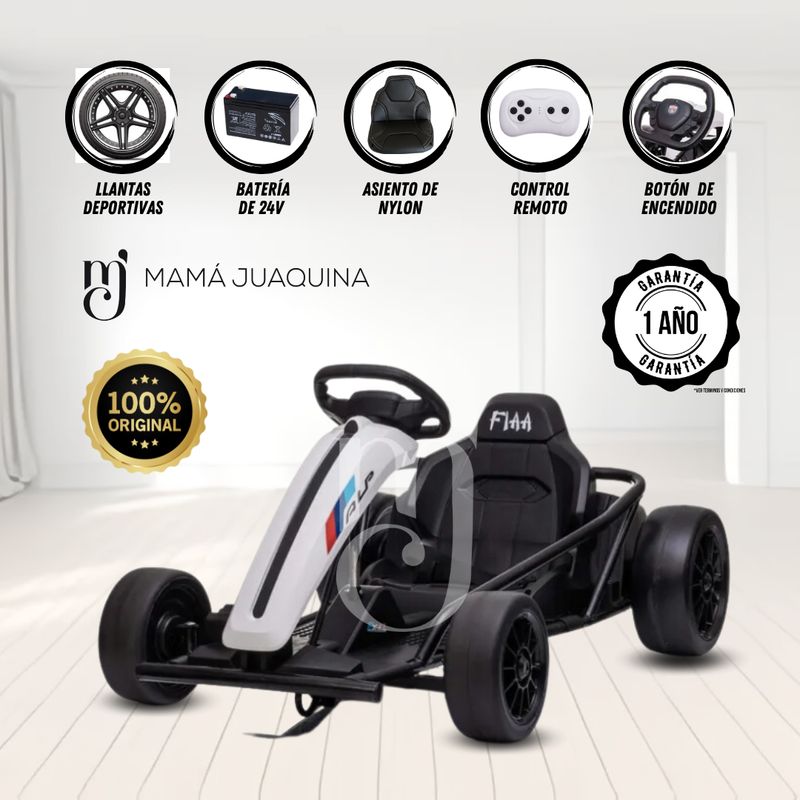 CONFORT - Auto a Batería Go Kart «DRIFT RACER» Edición Limitada Blanco