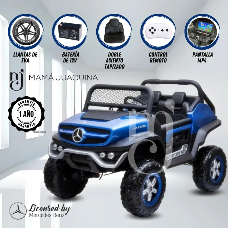 MERCEDES BENZ - Carro a Batería 4x4 «PRIME UNIMOG» Licenciado Blue