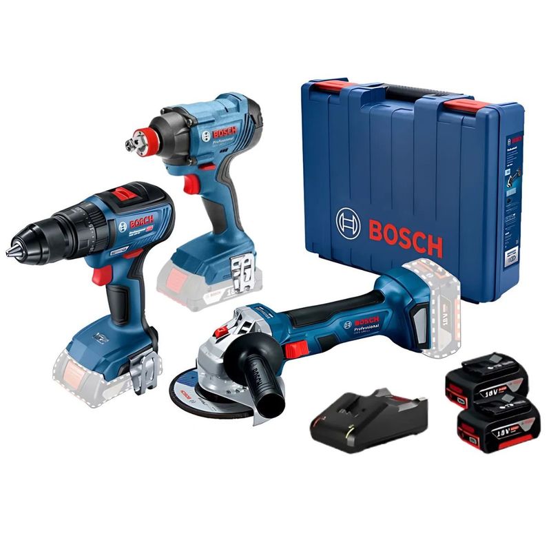 BOSCH - Amoladora GSW 180-LI + Taladro GSB18v-50 + GDX 180-LI Bosch