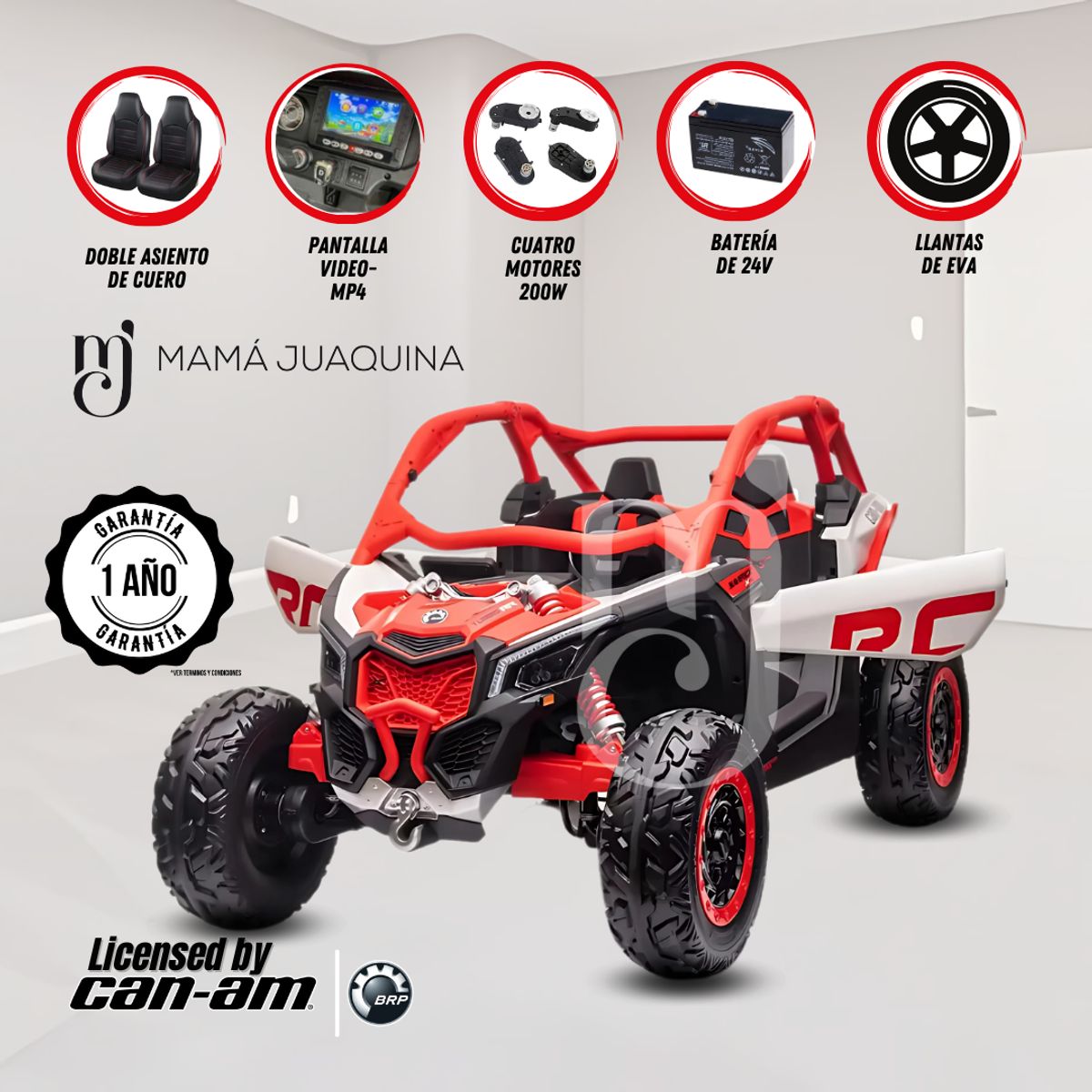 CONFORT - Carro a Batería 4x4 «CAN-AM VELOUIX» Licenciado Red