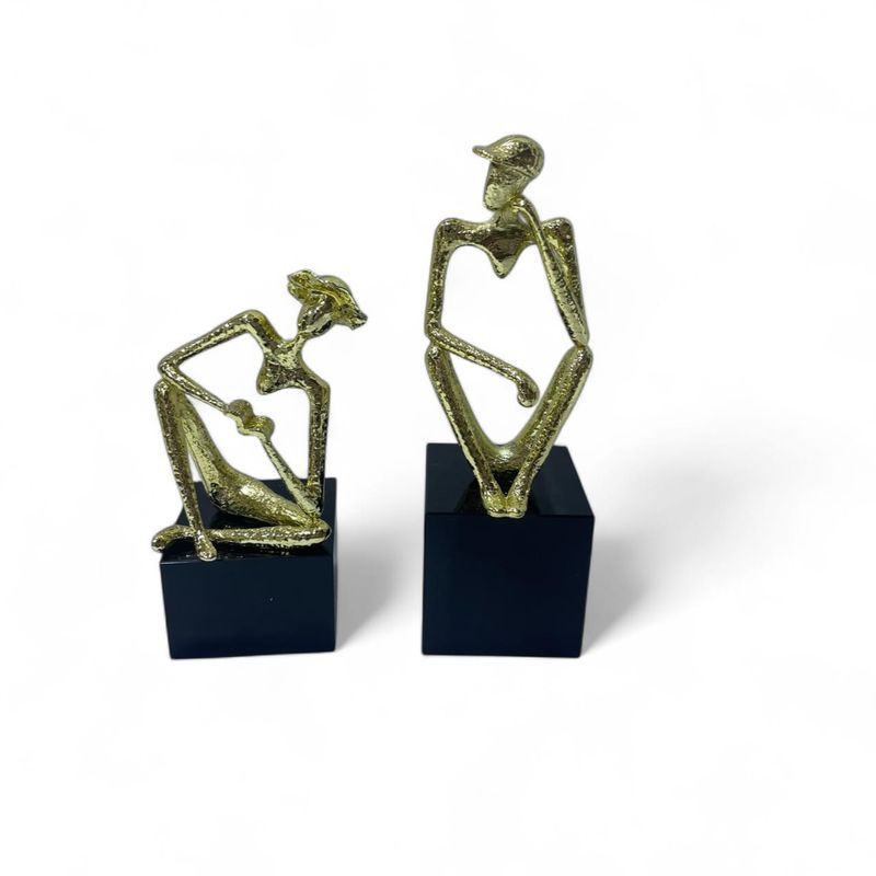 GENERICO - Adorno Pack de 2 Pensadores Dorados 21x7 cm