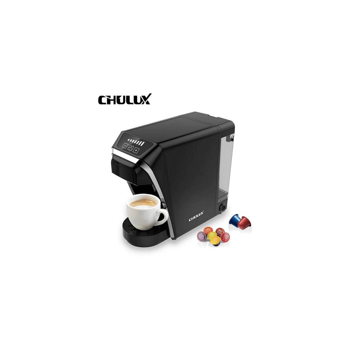 GENERICO - CAFETERA DE CÁPSULAS Y CAFÉ MOLIDO CHULUX NEGRA