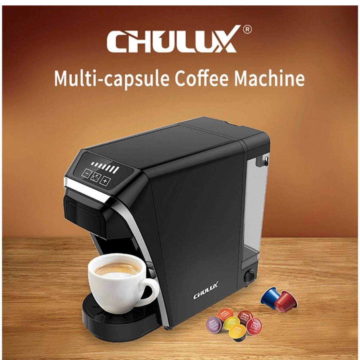 GENERICO - CAFETERA DE CÁPSULAS Y CAFÉ MOLIDO CHULUX NEGRA