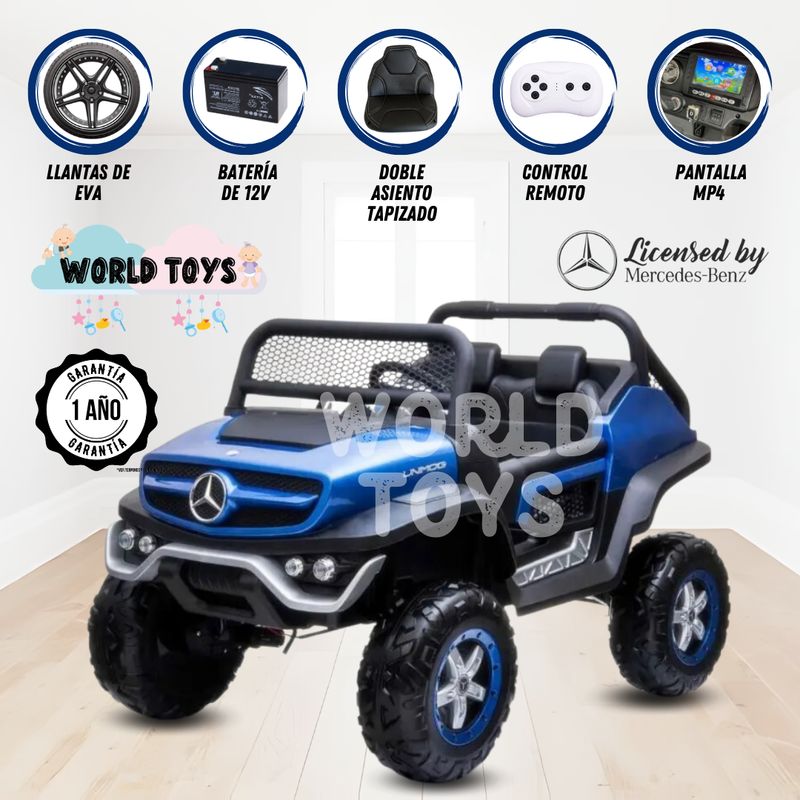 MERCEDES BENZ - Carro a Batería 4x4 «PRIME UNIMOG» Licenciado Blue