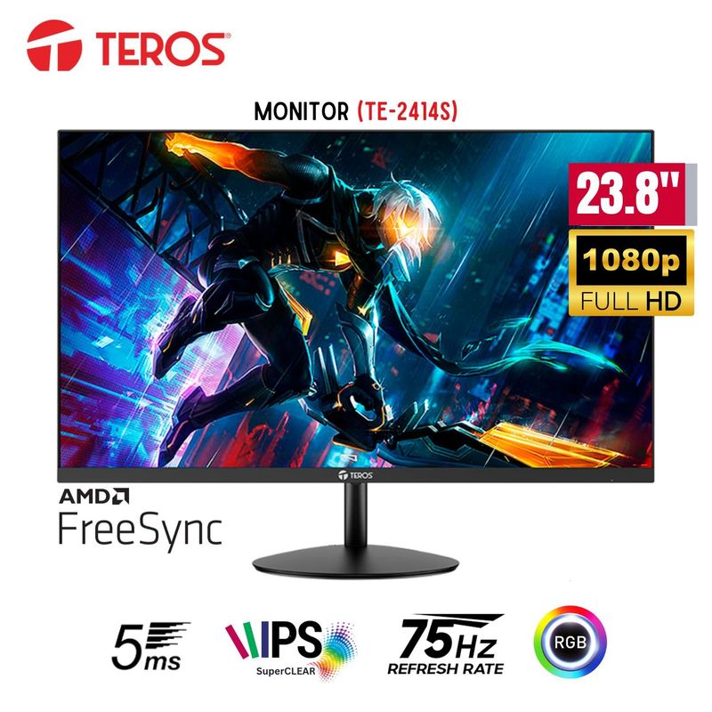 TEROS - Monitor  Flat Teros TE-2414S 23.8"  IPS Full HD, 75Hz, 5Ms