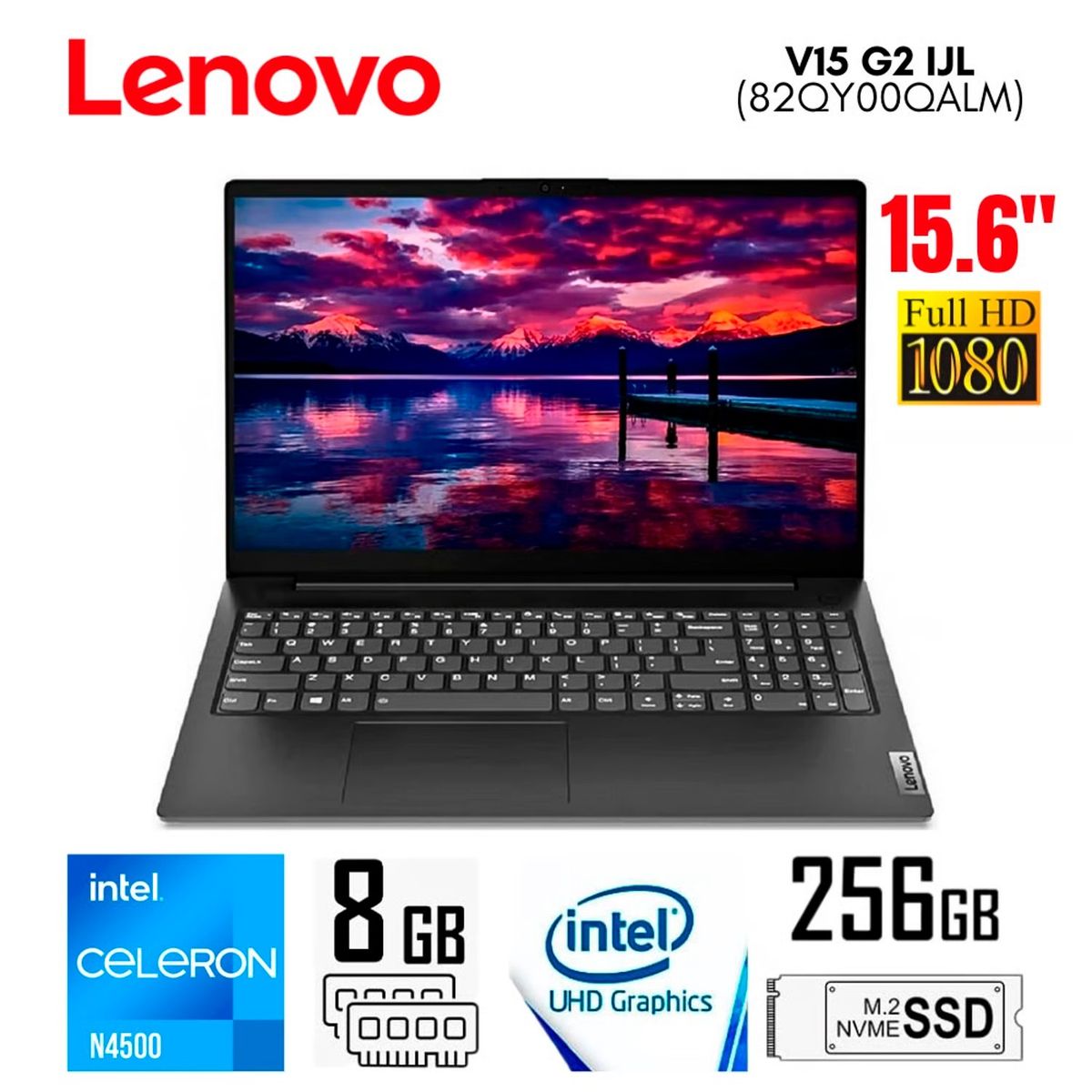 LENOVO - Laptop Lenovo V15 G2 IJL 15.6 Pulg. FHD Intel Celeron N4500 8GB RAM 256GB SSD 82QY00QALM