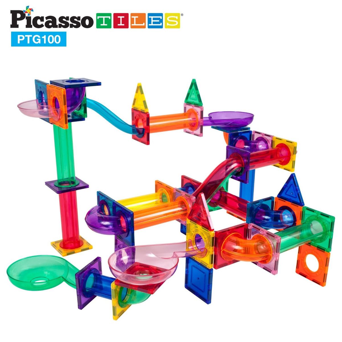 PICASSO TILES - Bloques Magnéticos Pista de Canicas de 100 piezas