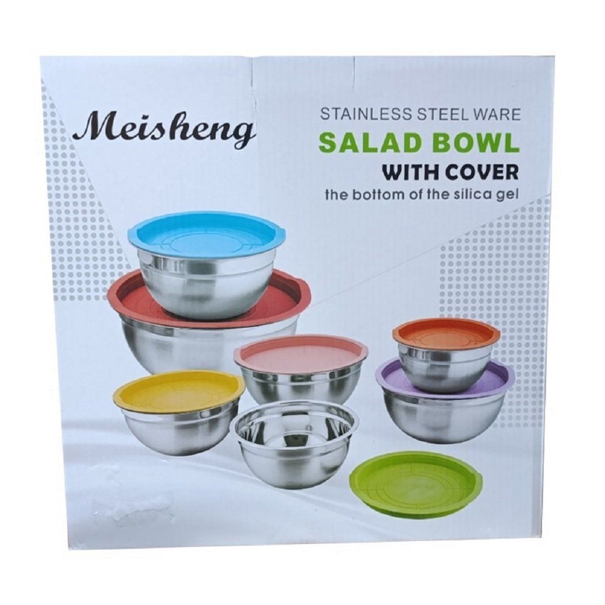 GENERICO - Set de Bowl 5 Piezas de Acero Inoxidable con Tapas de Colores