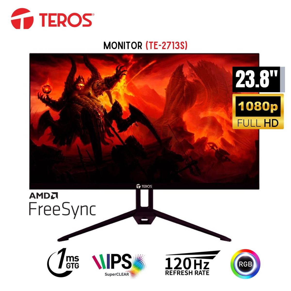 TEROS - Monitor Teros TE-2713S 27"  Full HD IPS, 120Hz, 1Ms, AMD FreeSync
