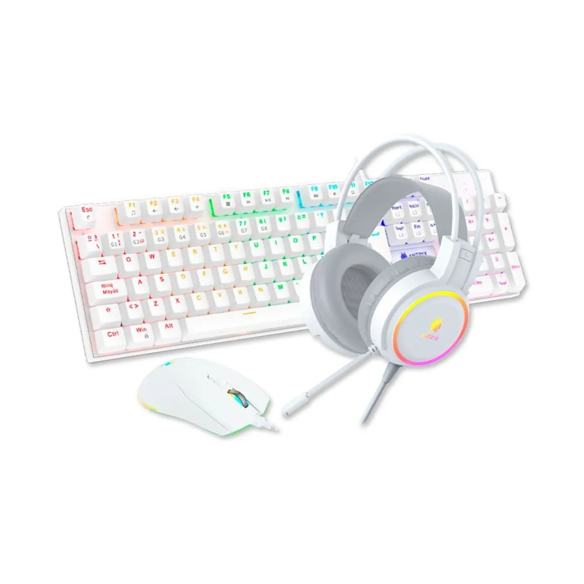 ANTRYX - KIT ANTRYX GAMING AUDIFONO+TECLADO+MOUSE GC-3100 X3 WHITE RED SWITCH