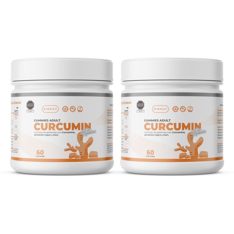 NIBRAY - Curcumin con Pimienta Negra y Kion 60 Gomitas Nibray Pack 2 Frascos