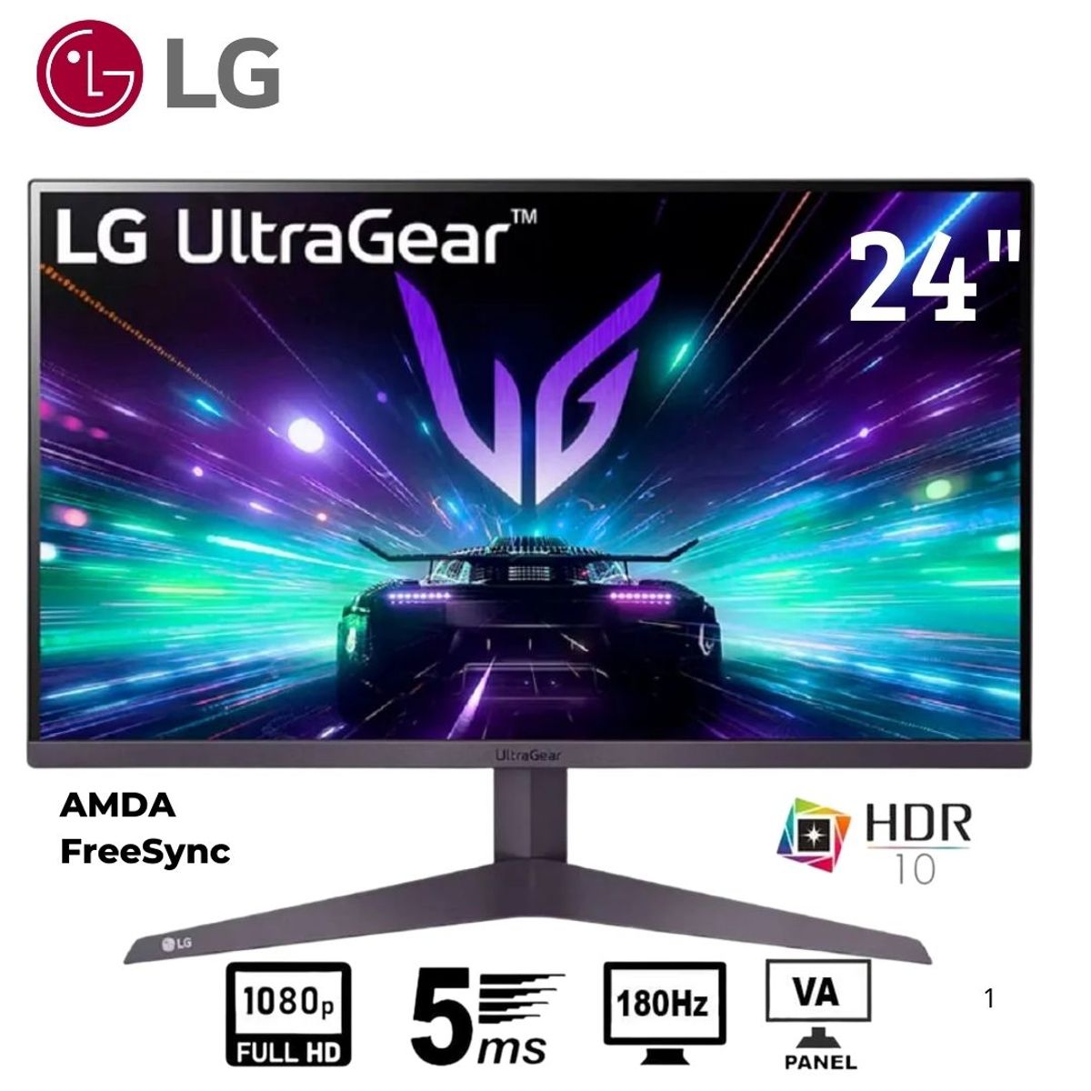 LG - MONITOR PLANO GAMING LG ULTRAGEAR 24GS50F-B, 23.7" FHD VA, 180 Hz 5 MS