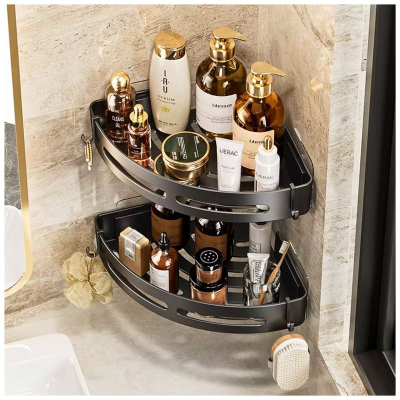 MINARI - Kit Organizadores de Baño Repisa Flotante Negro 2 NIVELES ET1