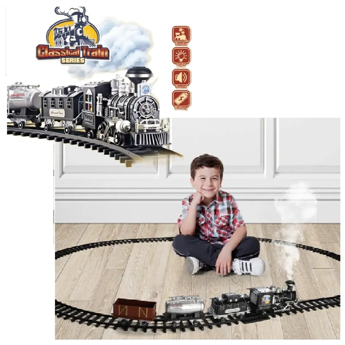 GENERICO - Tren Control Remoto Navideño Bota Humo Luces Musical 22 pzas