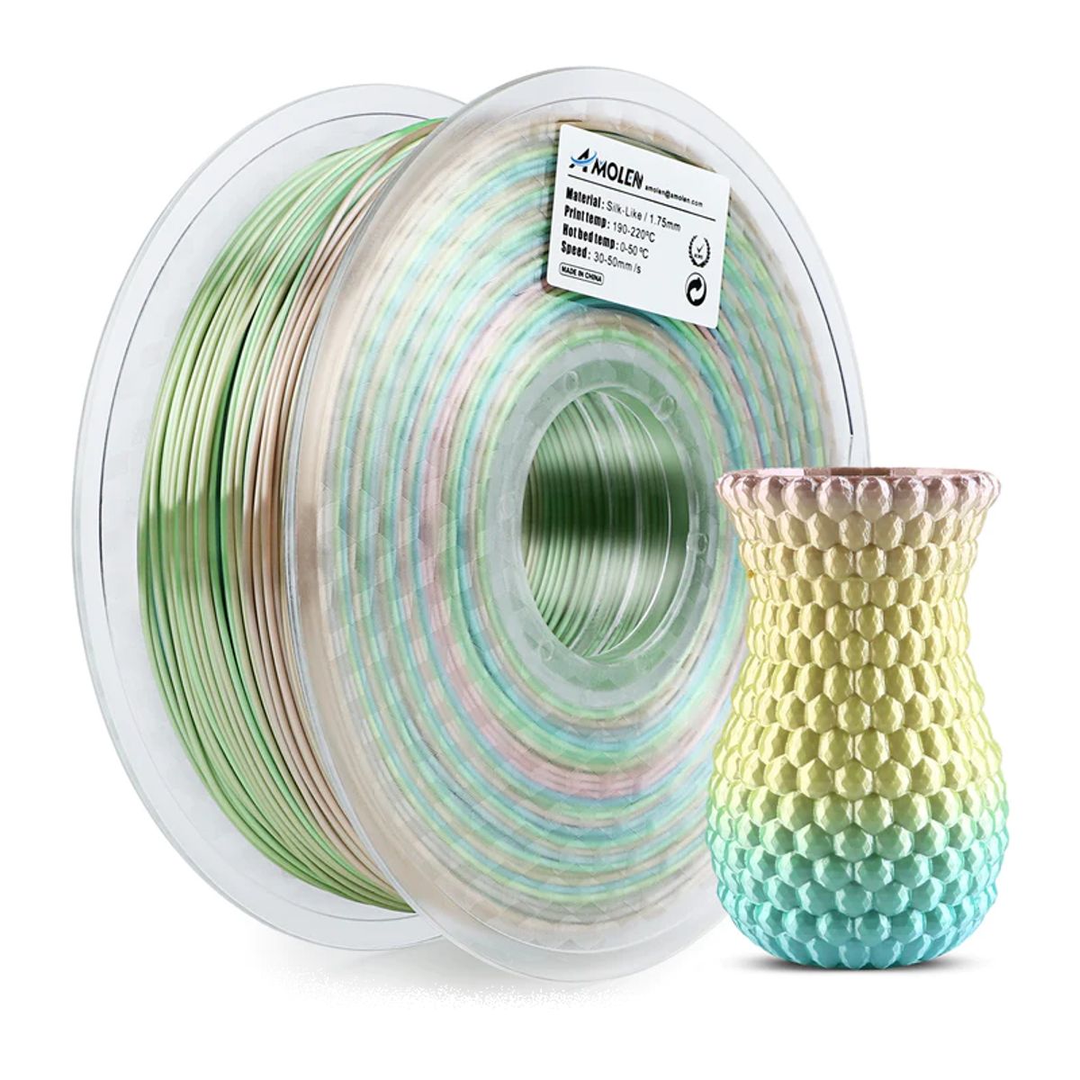 AMOLEN - Filamento Arcoíris PLA para impresora 3D multicolor pastel