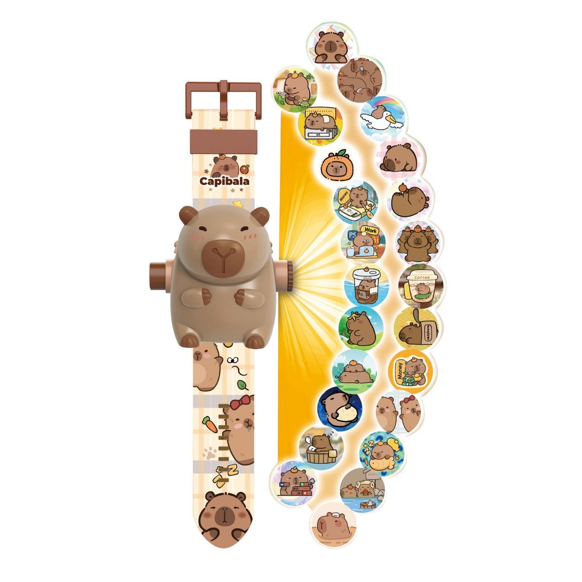 GENERICO - Capibara Reloj Electrónico Proyección 4D de 25 imágenes Niños