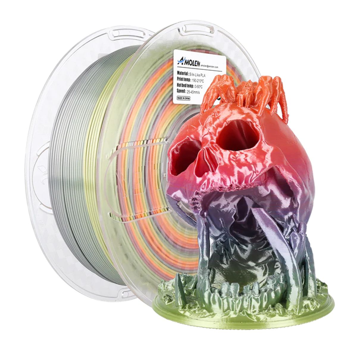 AMOLEN - Filamento Arcoíris PLA para impresora 3D multicolor Halloween