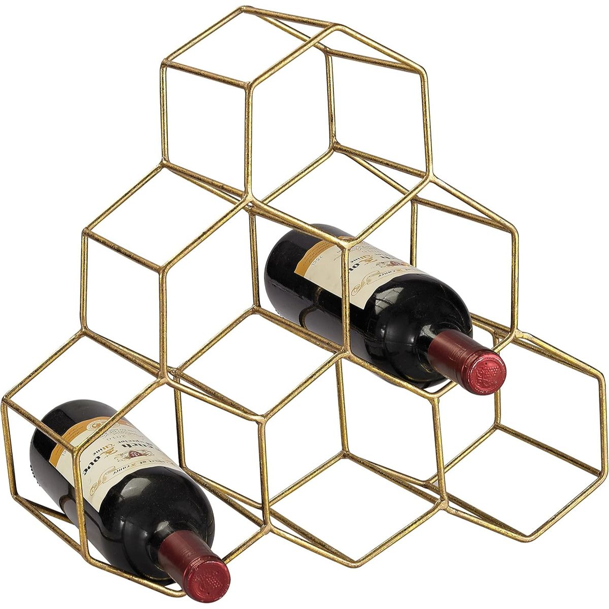 HOME ESSENTIALS - Rack 6 botellas de vino Antique dorado