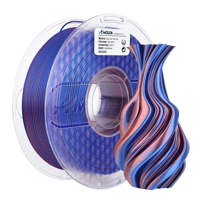 AMOLEN - Filamento Bicolor Seda PLA para impresora 3D color Rosado con Azul