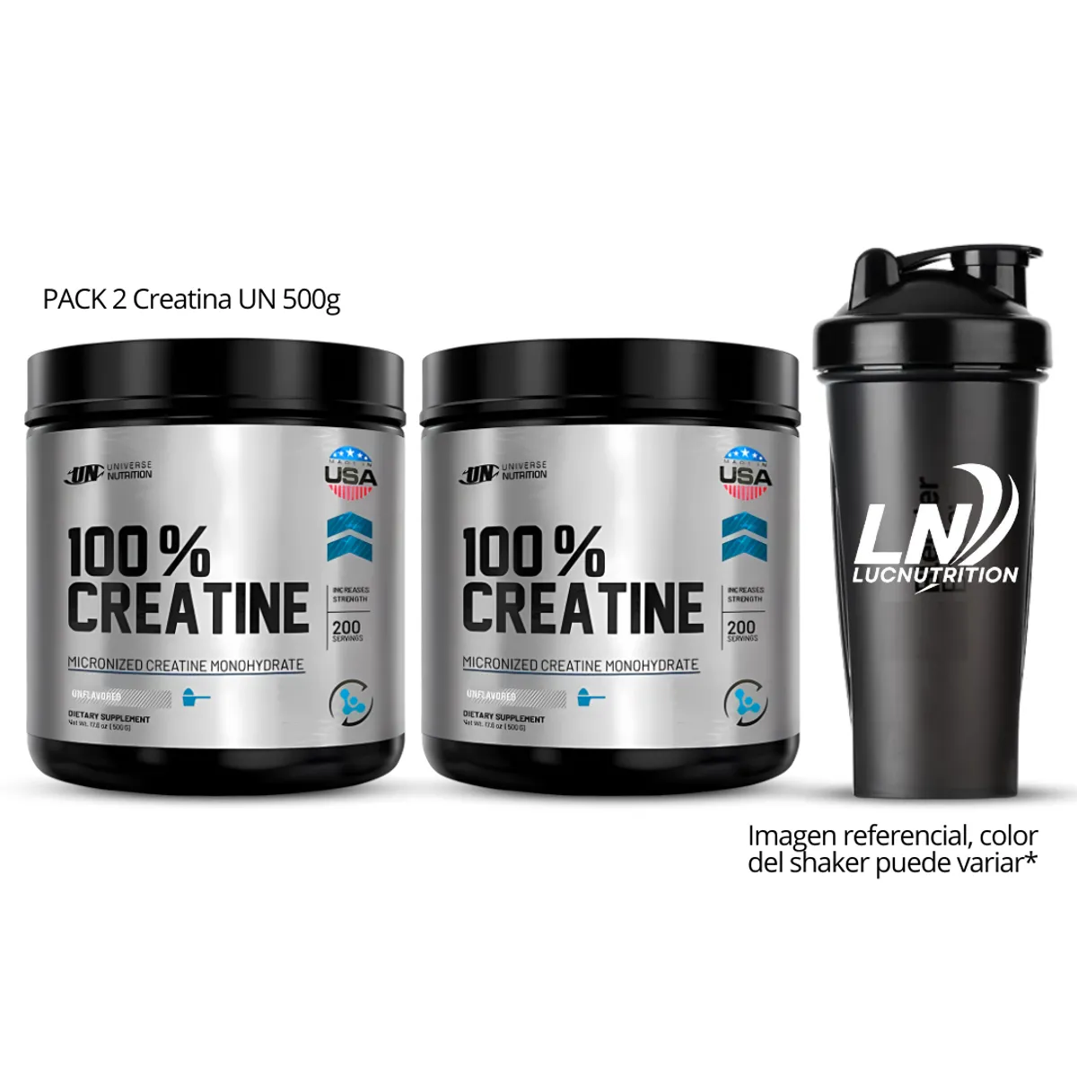 UNIVERSE NUTRITION - PACK X 02 - Creatina Universe Nutrition 500 g - Creatine Monohidratada y Micronizada + Shaker