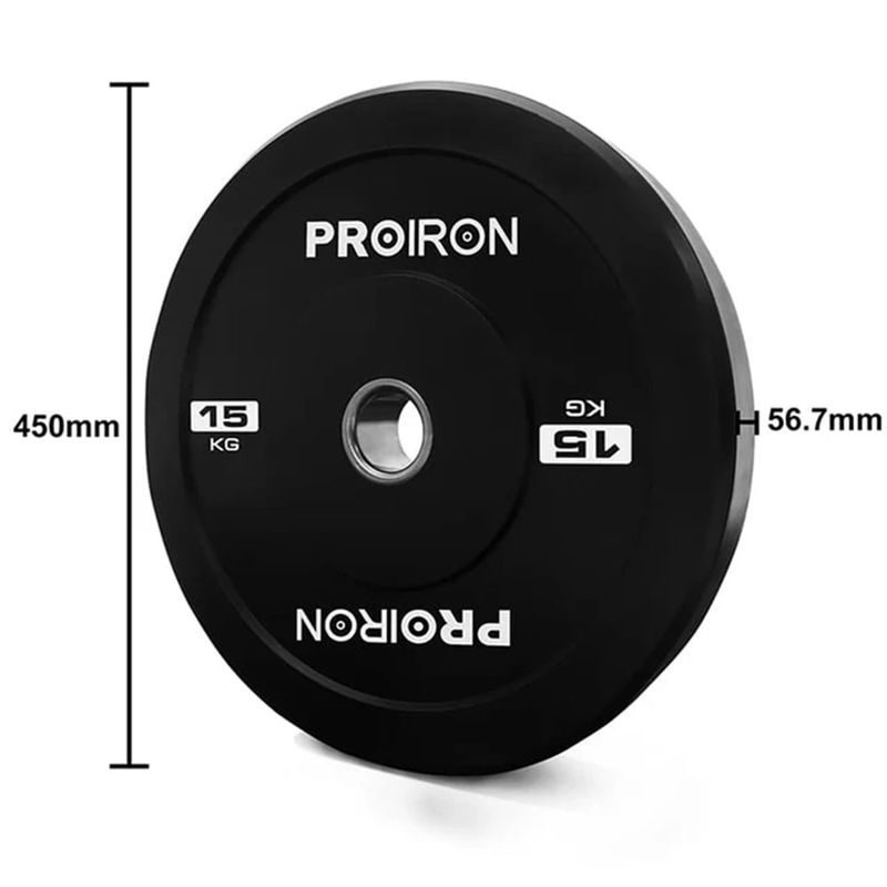 PROIRON - Par de Discos Olímpicos de Caucho - Bumper Plates 15KG