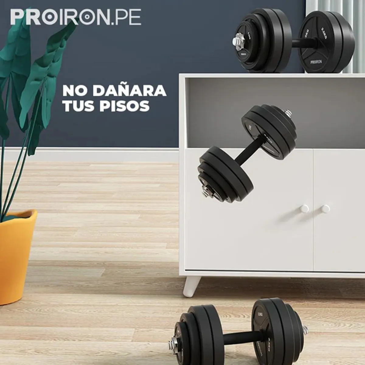 PROIRON - Juego de Mancuernas de Caucho Ajustable 20 KG