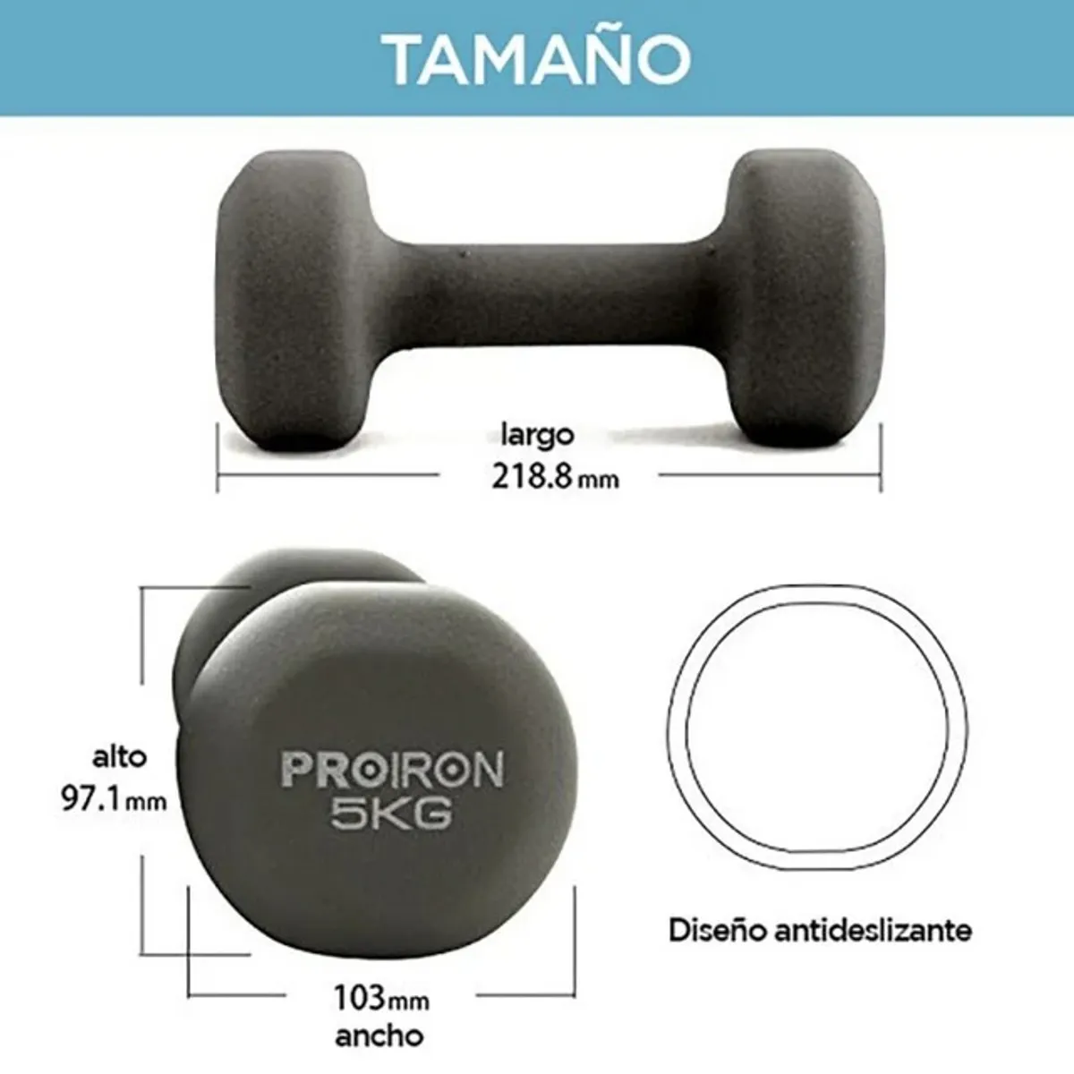 PROIRON - Par de Mancuernas de Neopreno 5KG Gris